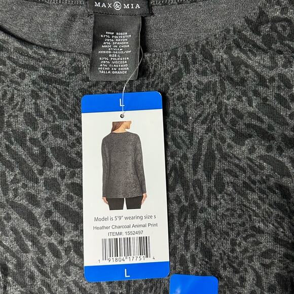 NWT Max & Mia Animal Print Cozy Twist Front Tunic Top Size Large - Picture 6 of 6